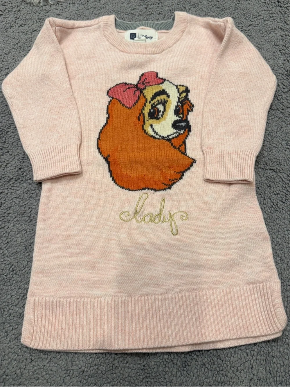 GAP Pink Knit Dress with Orange Lady Graphic